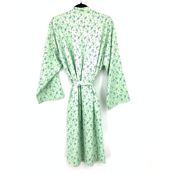Travel Smith Robe Womens Size Medium Regular Green Blue Floral Print - Picture 2 of 6
